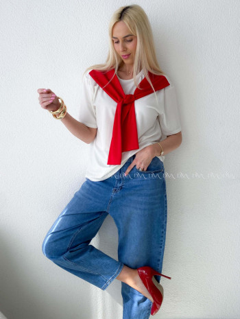 Tričko s imitáciou svetra biele AB 135