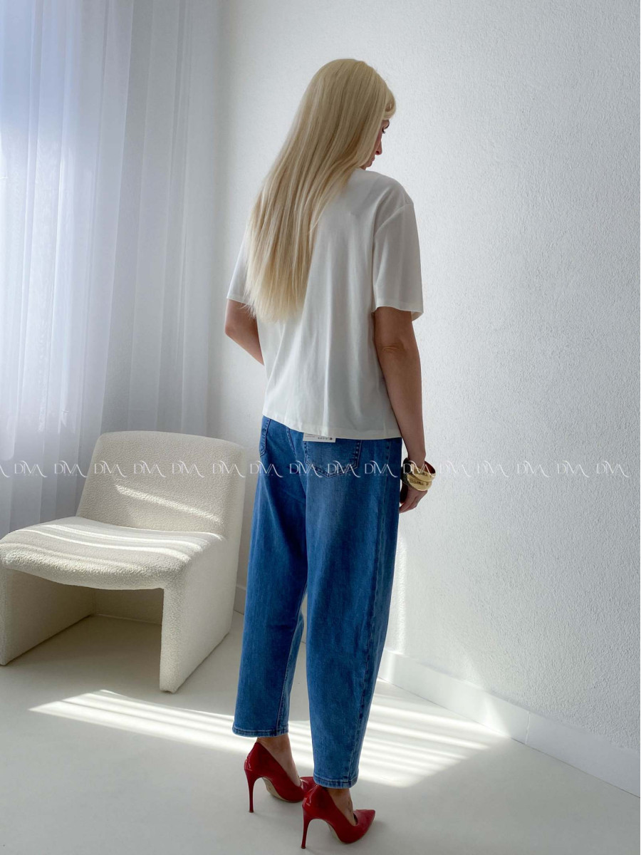 Tričko s imitáciou svetra biele AB 135