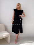 Hladké midi šaty s uzlom čierne AB 152