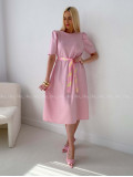 Hladké midi šaty s tulipánovými rukávmi ružové AB 162