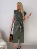 Hladké midi šaty s uzlom khaki AB 152