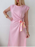 Hladké midi šaty s uzlom ružové AB 152