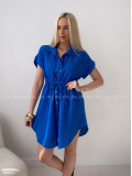 Mušelínové krátke košeľové šaty kráľovská modrá AB 158