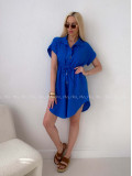 Mušelínové krátke košeľové šaty kráľovská modrá AB 158