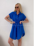 Mušelínové krátke košeľové šaty kráľovská modrá AB 158