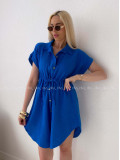 Mušelínové krátke košeľové šaty kráľovská modrá AB 158