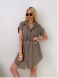 Mušelínové krátke košeľové šaty zemitá hnedá AB 158
