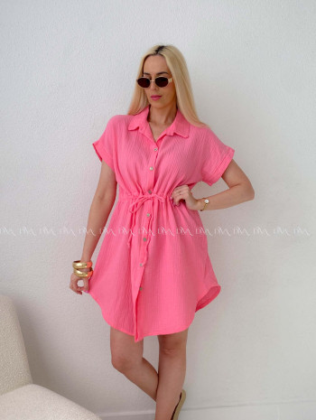 Mušelínové krátke košeľové šaty coral AB 158