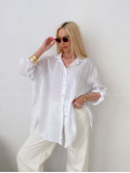Ľanová predĺžená košeľa biela AB 142