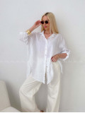 Ľanová predĺžená košeľa biela AB 142