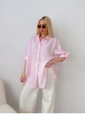 Ľanová predĺžená košeľa ružová AB 142