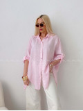 Ľanová predĺžená košeľa ružová AB 142