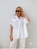 Mušelínová košile s falešnými kapsami bílá AB 153