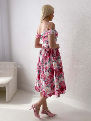 Elegantné midi šaty so spadnutými ramenami Peonie AB 141