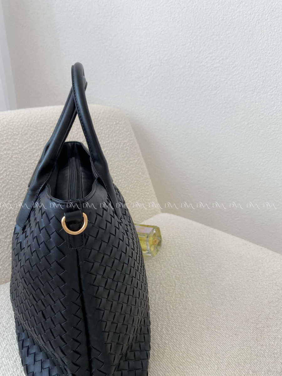 Prepletaná shopper kabelka čierna 