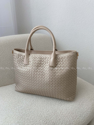 Prepletaná shopper kabelka béžová