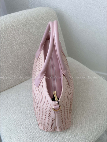 Prepletaná shopper kabelka púdrovo ružová