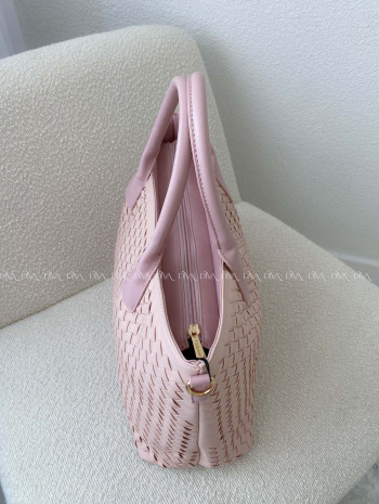 Prepletaná shopper kabelka púdrovo ružová