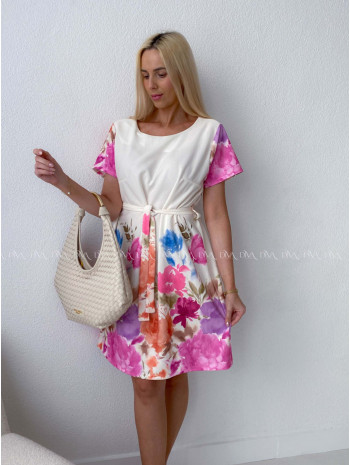 Kvetované šaty Mia smotanové AB 164