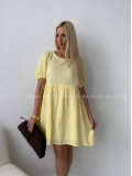 Mušelínové šaty s mašlemi na zádech žluté AB 174