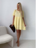 Mušelínové šaty s mašlemi na zádech žluté AB 174