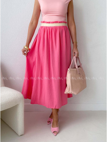 Midi mušelínová sukňa s rázporkom coral AB 176