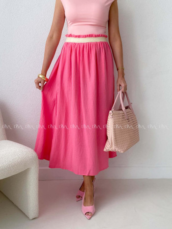 Midi mušelínová sukňa s rázporkom coral AB 176