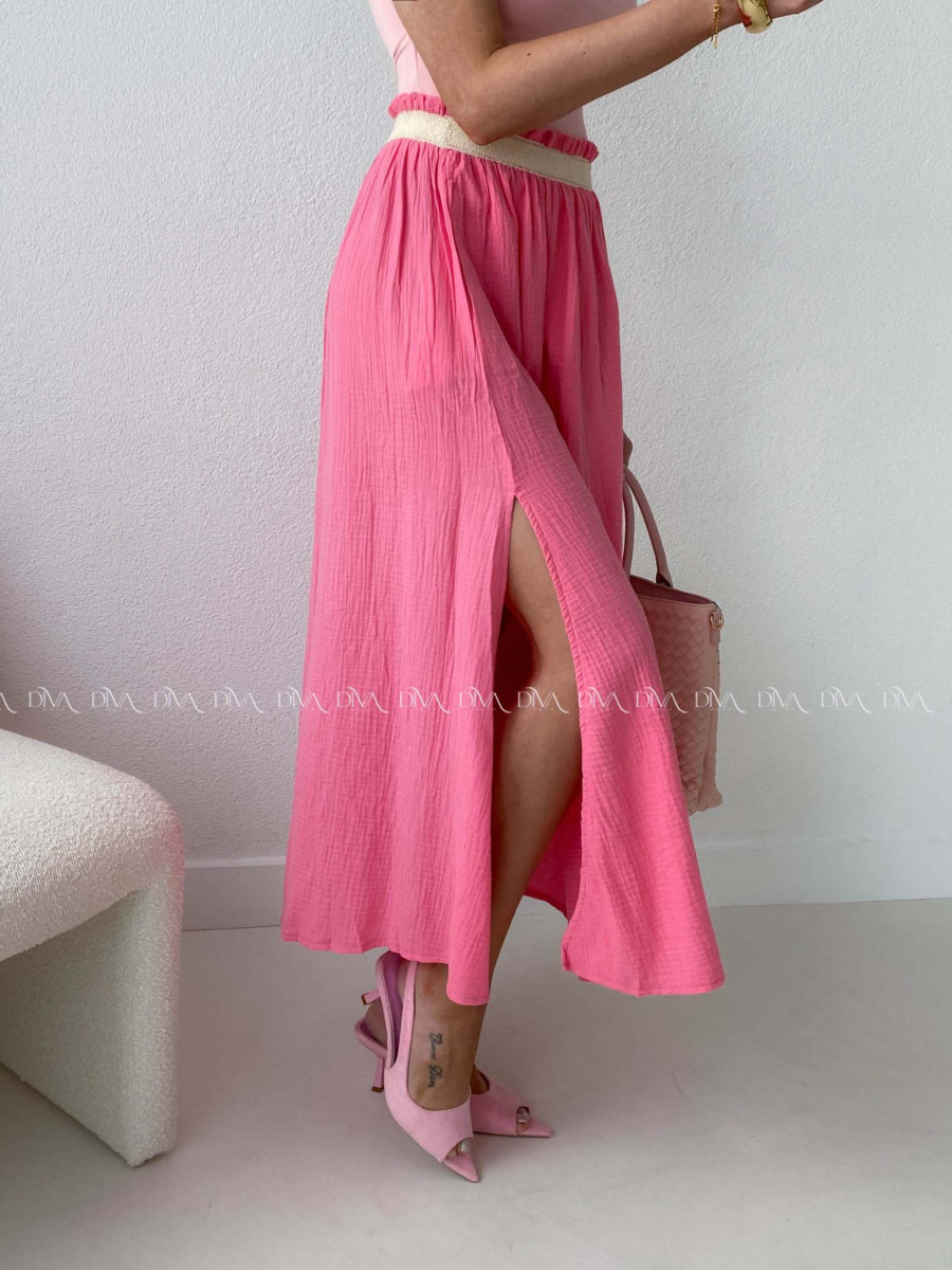 Midi mušelínová sukňa s rázporkom coral AB 176