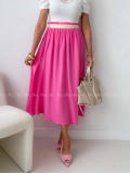Midi mušelínová sukňa s rázporkom ružová AB 176