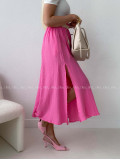 Midi mušelínová sukňa s rázporkom ružová AB 176