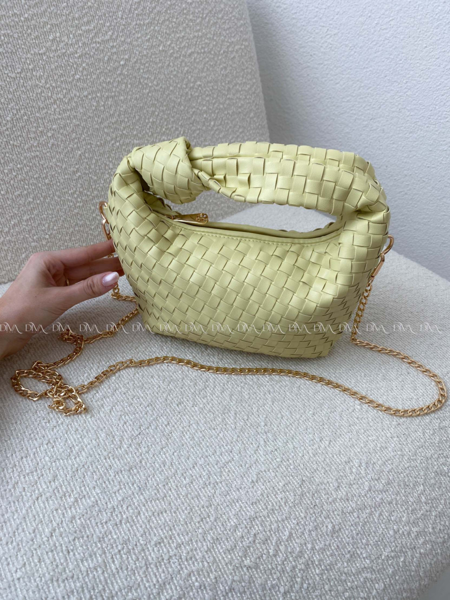 Prepletaná kabelka s uzlom limetková