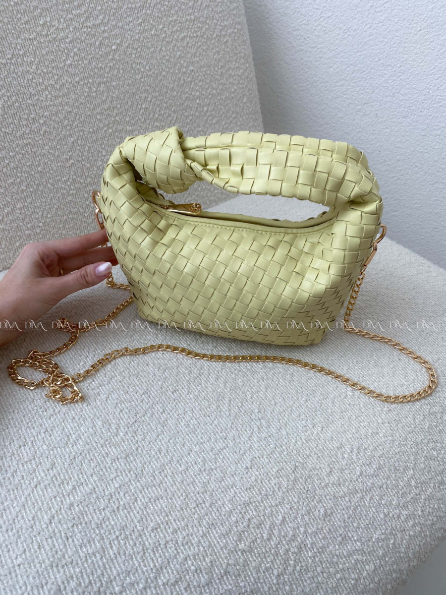 Prepletaná kabelka s uzlom limetková