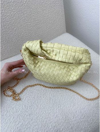 Prepletaná kabelka s uzlom limetková