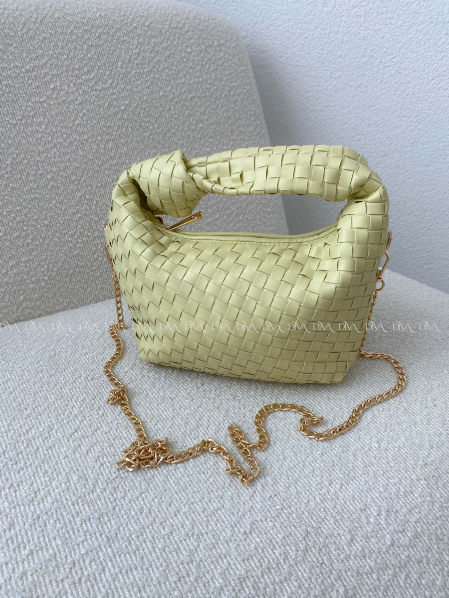 Prepletaná kabelka s uzlom limetková