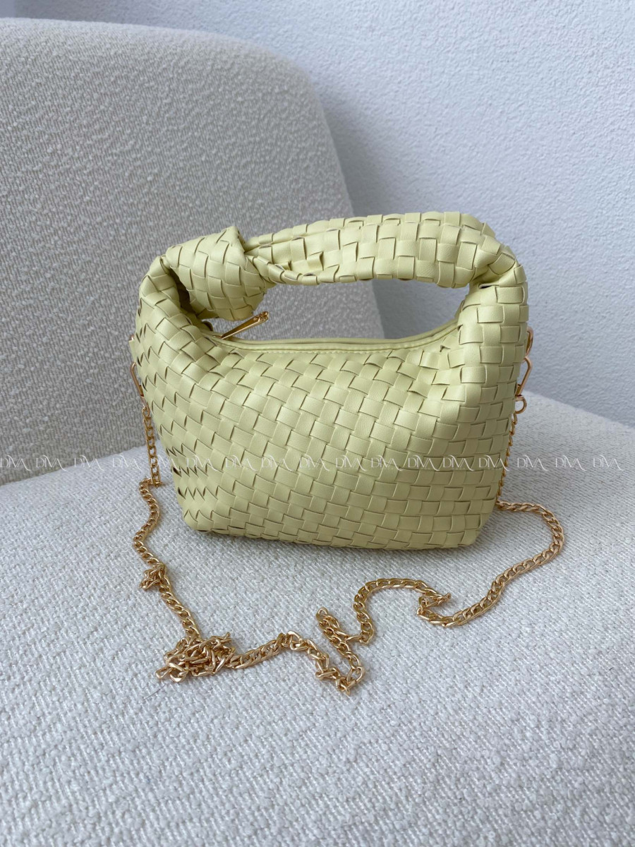 Prepletaná kabelka s uzlom limetková