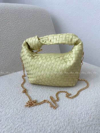 Prepletaná kabelka s uzlom limetková