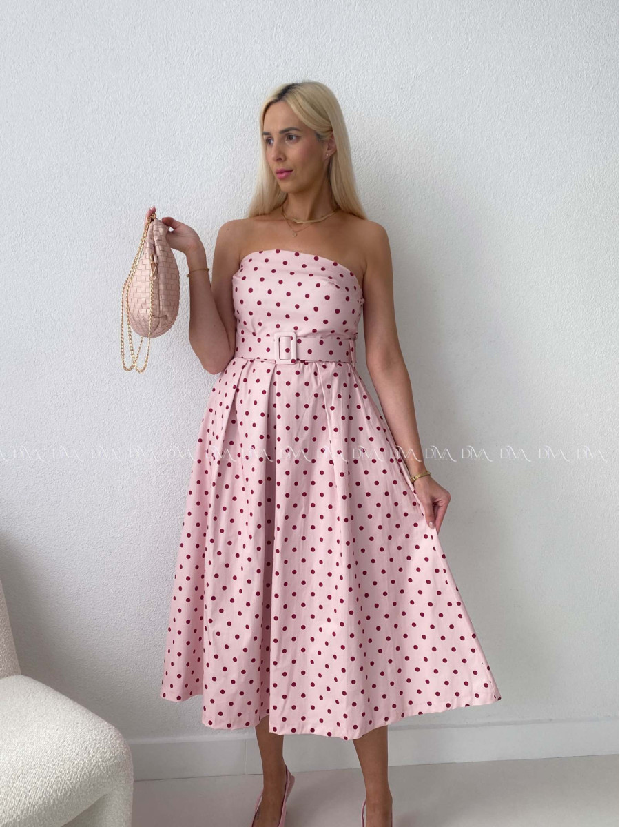 Bodkované korzetové šaty ružové AB 170