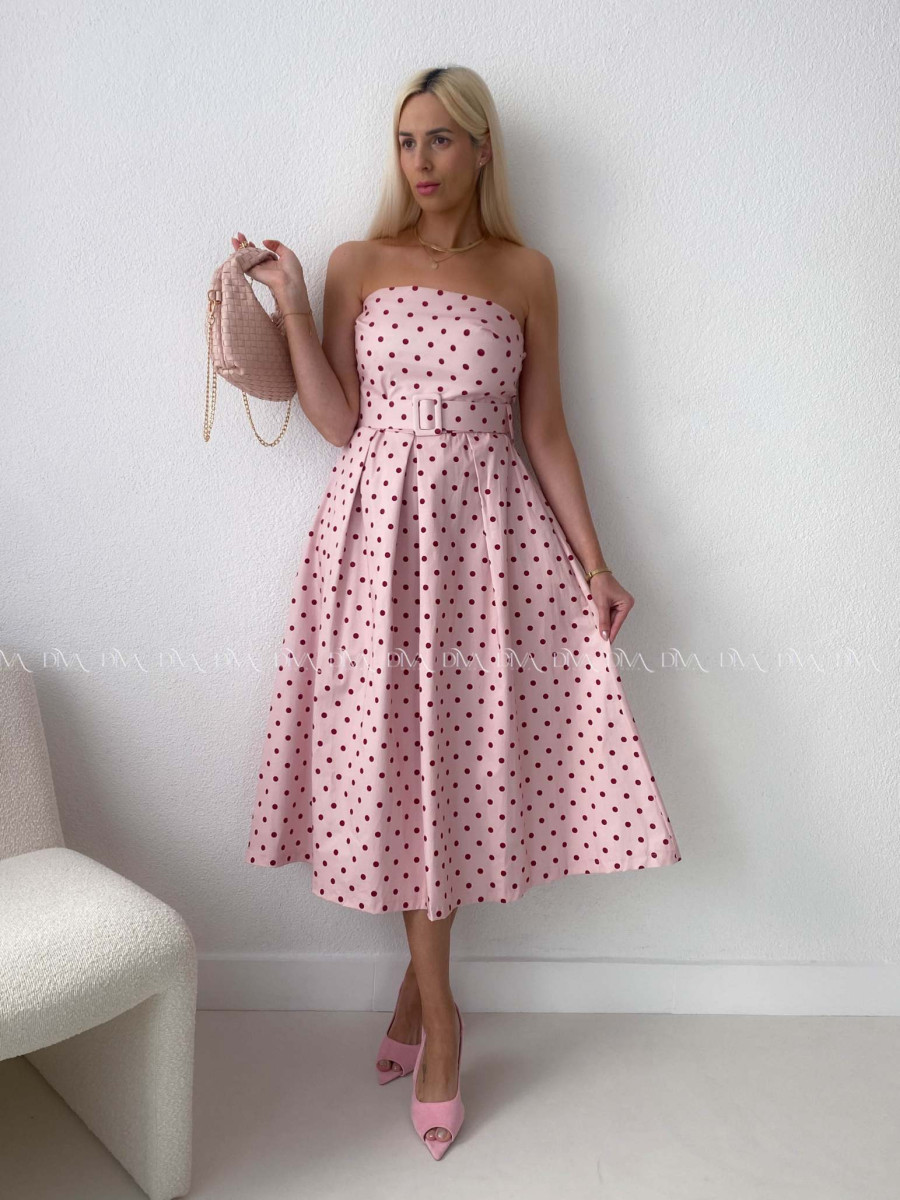 Bodkované korzetové šaty ružové AB 170