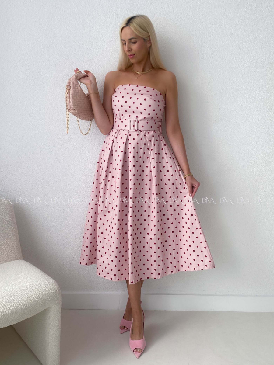 Bodkované korzetové šaty ružové AB 170