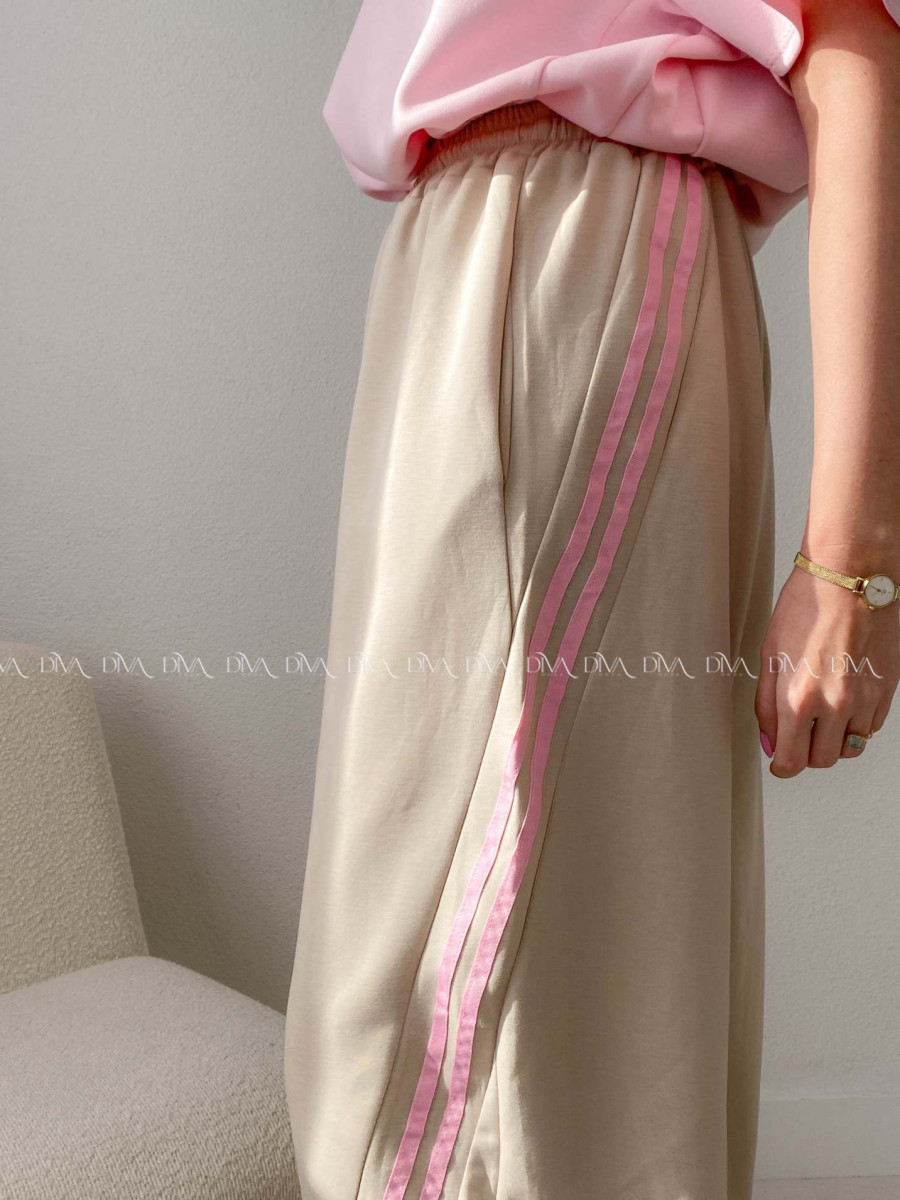 Balónové tepláky s pruhom béžové AB 157