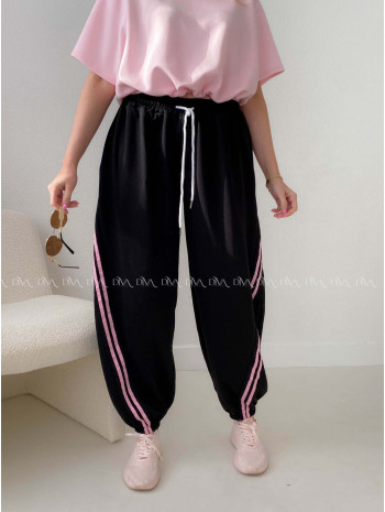 Balónové tepláky s pruhom čierne AB 157