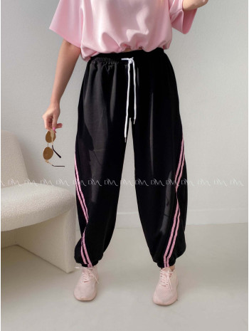 Balónové tepláky s pruhom čierne AB 157