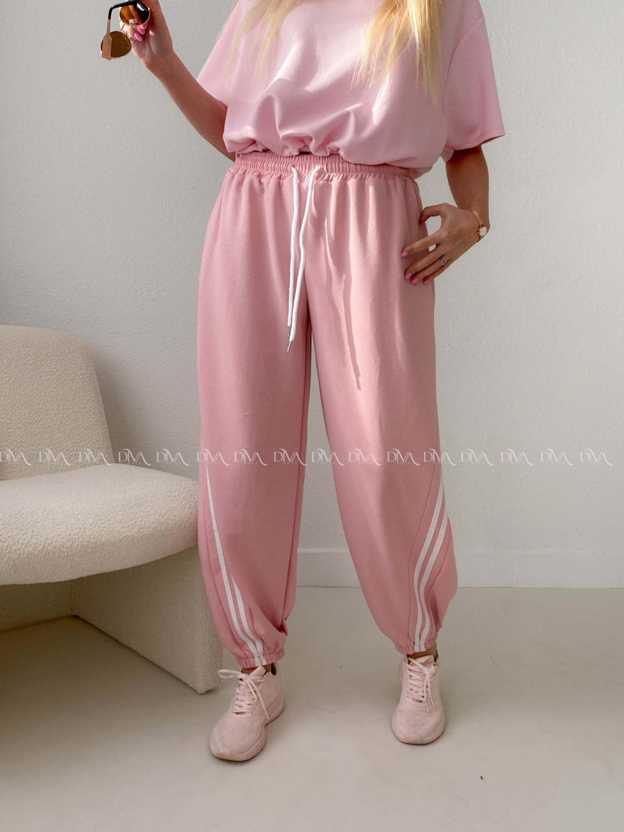 Balónové tepláky s pruhom ružové AB 157