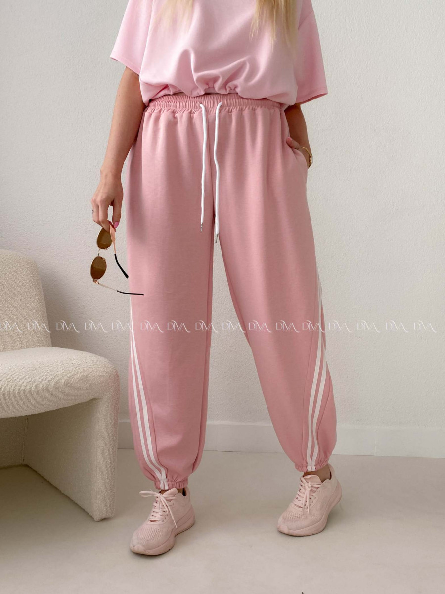 Balónové tepláky s pruhom ružové AB 157