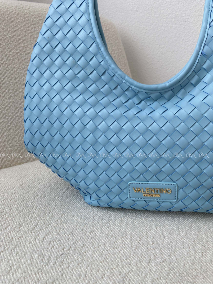 Kabelka prepletaná Valentino creations baby modrá