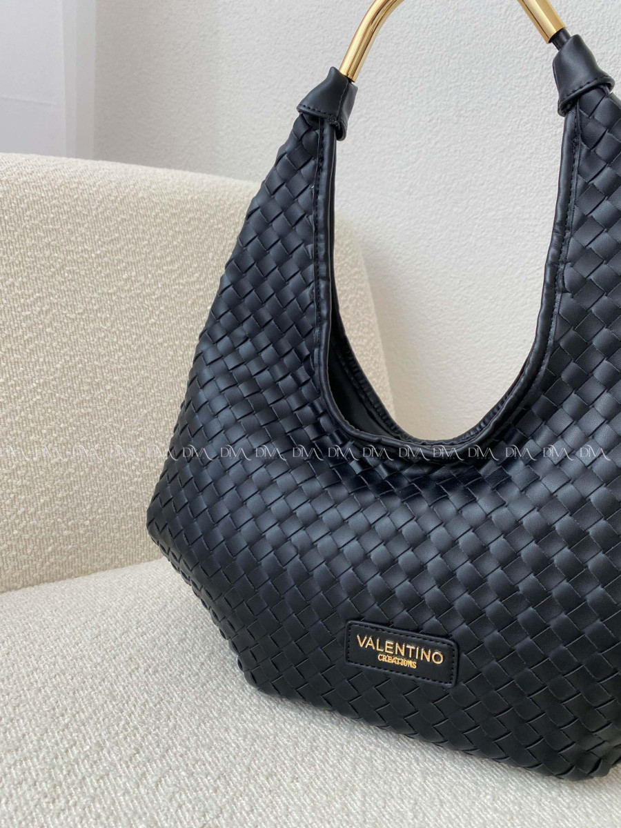 Kabelka prepletaná Valentino creations čierna