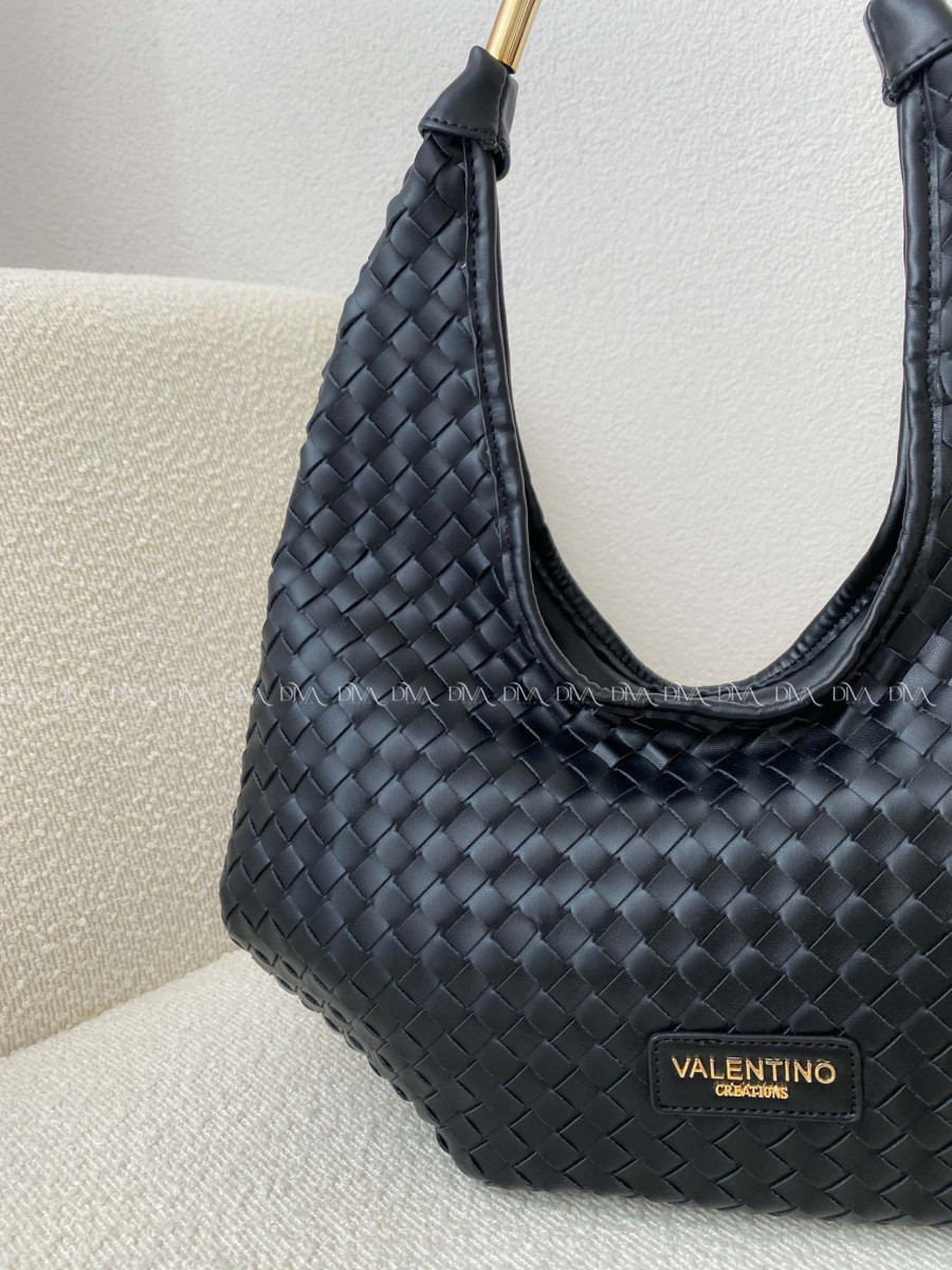 Kabelka prepletaná Valentino creations čierna