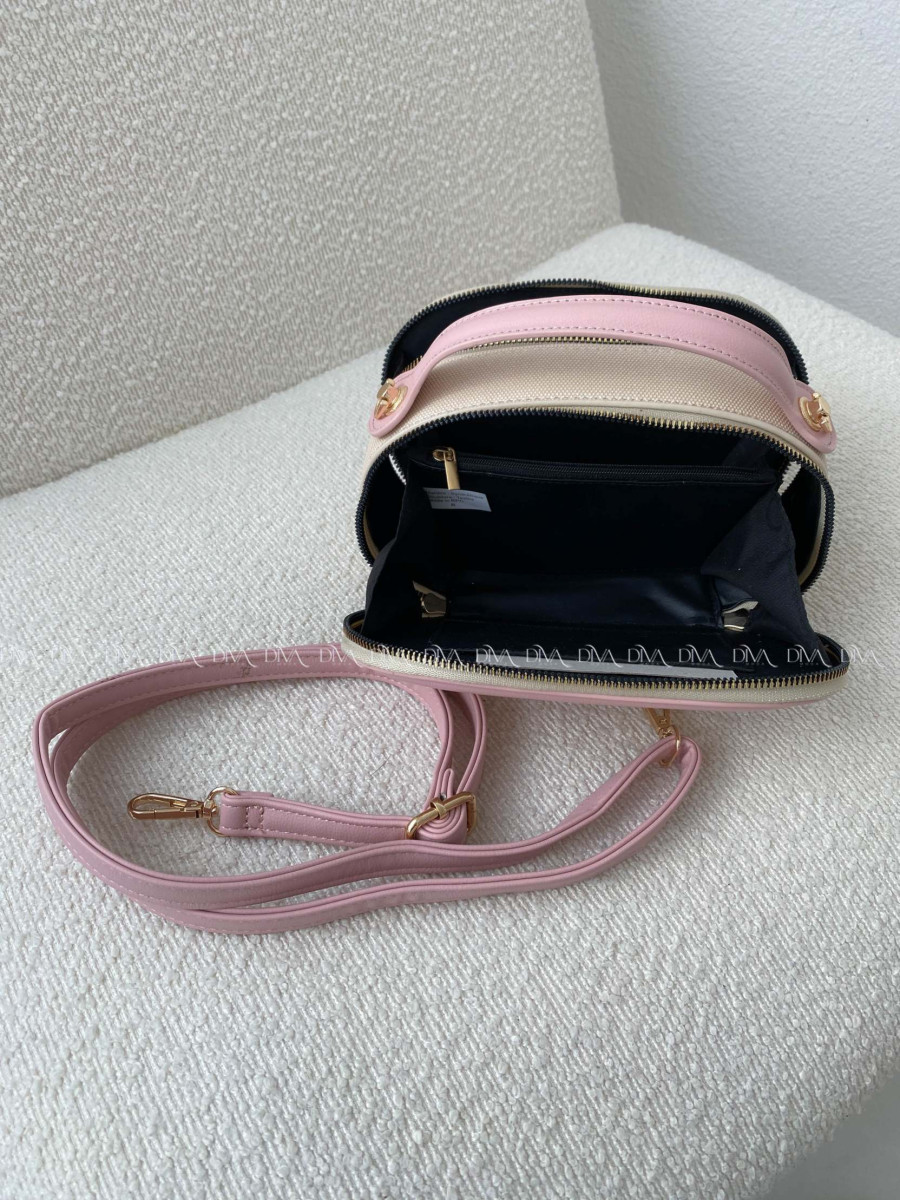 Crossbody kabelka D růžovo/béžová