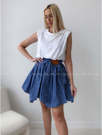 Ležérne šaty s karo sukňou modré AB 186