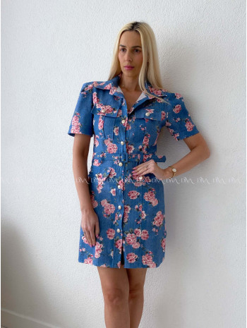 Puzdrové kvetované mini šaty modré AB 183
